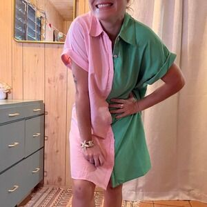 Bold colorblock shirt dress In‎ size small